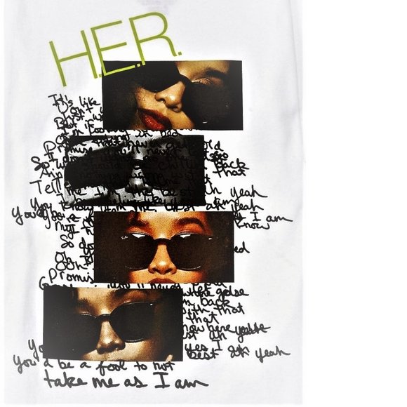 H.E.R. Stacked Doodle hip hop Official Boyfriend Style T-Shirt S NWT - Picture 2 of 3